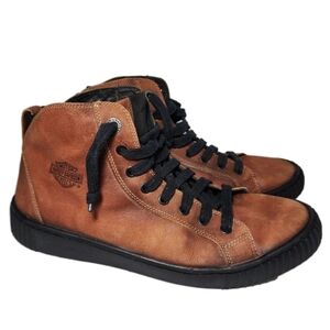 Harley Davidson Men's 8.5 Barren Casual Sneakers Shoes Rust Brown Leather